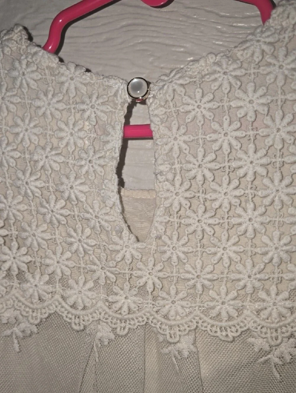 Sixpence Boutique Off White Crochet Lace Girls' Summer Dress Vintage